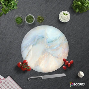 Supreme Mermer Görünümlü | Cam Kesme Tahtası - Cam Kesme Tablası | Çap32cm