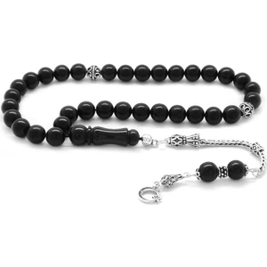 DAVİD BLACK 925 Ayar Gümüş Püsküllü Küre Kesim Rus Oltu Tesbih