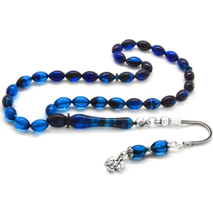 DAVİD BLACK 925 Ayar Gümüş Püsküllü Bilek Boy Süzme Turkuaz Ateş Kehribar Tesbih