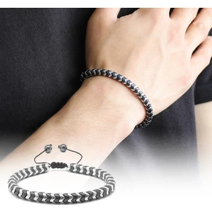 Yılan Tasarım Black-Silver Hematit Doğaltaş Bileklik