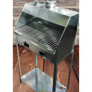 Sehbalı Davlumbazlı-Krom Çelik Oluk Izgaralı- Kömürlü Mangal