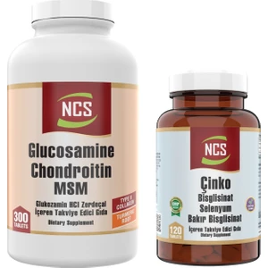 Zinc Çinko Bisglisinat Selenyum Bakır 120 Tablet+Glucosamine Chondroitin Msm 300 Tablet