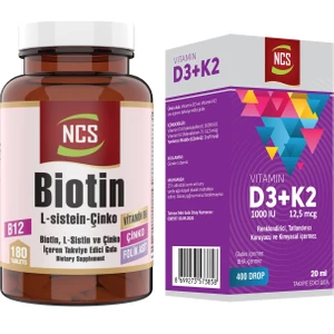 Biotin Çinko B12 2500 Mcg 180 Tablet+Vitamin D3 K2 20 ml