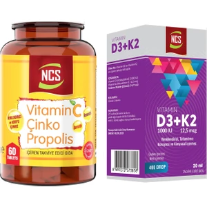 Vitamin D3 K2 20 Ml+Vitamin C Çinko Propolis 60 Tablet