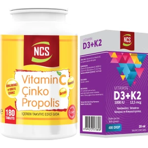 Vitamin D3 K2 20 Ml+Vitamin C Çinko Propolis 180 Tabl