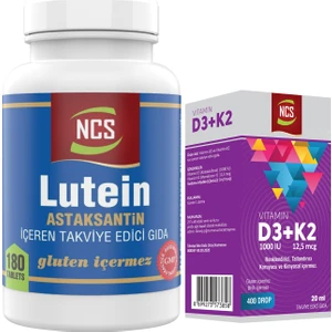 Lutein 15 Mg Astaksantin 12 Mg 180 Tablet+Vitamin D3 K2 20 ml