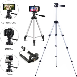 3110 Terazili Tripod Kamera Telefon Tutucu Ayarlanabilir 102Cm Uzunluk Monopod Youtuber