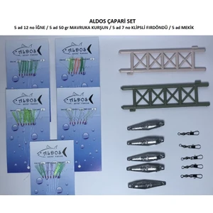 ALDOS Çapari İstavrit Çapari Seti 12 no İğneli kurşunlu fırdöndülü 20 parça
