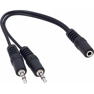 3.5 mm Stereo Dişi / 2 x 3.5mm Stereo Erkek 20 cm Y Kablo Kablo