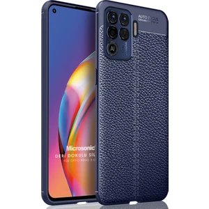 Oppo Reno 5 Lite Kılıf Deri Dokulu Silikon Lacivert