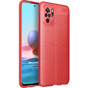 Xiaomi Redmi Note 10 Kılıf Deri Dokulu Silikon Kırmızı