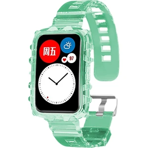 Huawei Watch Fit Kordon Transparent Clear Band Yeşil