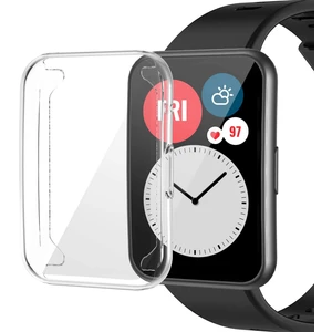 Huawei Watch Fit Kılıf 360 Full Round Soft Silicone Şeffaf
