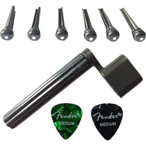 Akustik Eşik Pimi Endpin Set 6'lı Akustik Gitar Köprü Pimi + 2 Fender Pena + Burgu Sargı Aleti