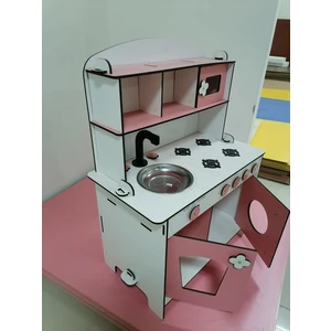 Bahadır Grup Montessori Eğitici Ahşap Oyuncak Mutfak 6mm Pembe