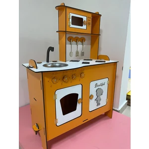 Bahadır Grup Turuncu Ahşap Oyuncak Mutfak Seti 100x80