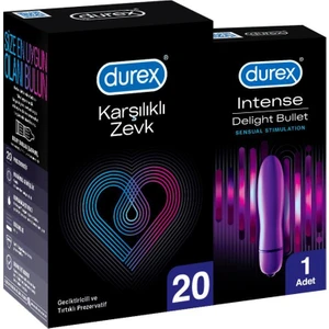 Karşılıklı Zevk 20'li  ve Tırtıklı Prezervatif + Durex Intense Delight Bullet Titreşimli Vibratör