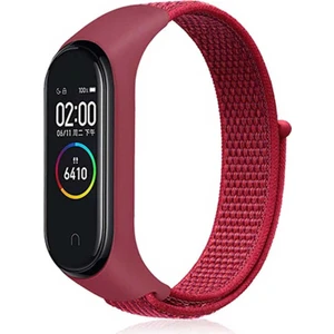 Nezih Case Xiaomi Mi Band 3/4/5/6/7 Uyumlu Hasır Silikon Kordon Kırmızı