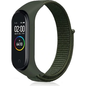 Nezih Case Xiaomi Mi Band 3/4/5/6/7 Uyumlu Hasır Silikon Kordon Koyu Yeşil