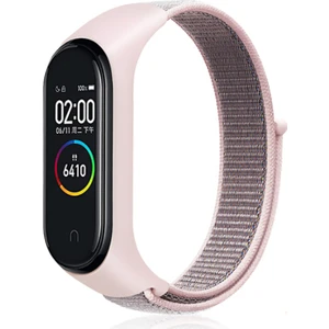 Nezih Case Xiaomi Mi Band 3/4/5/6/7 Uyumlu Hasır Silikon Kordon Açık Pembe