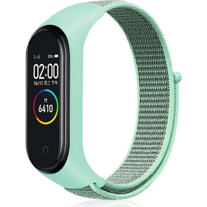 Nezih Case Xiaomi Mi Band 3/4/5/6/7 Uyumlu Hasır Silikon Kordon Su Yeşili