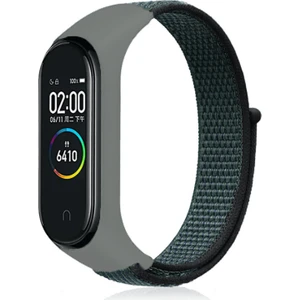 Nezih Case Xiaomi Mi Band 3/4/5/6/7 Uyumlu Hasır Silikon Kordon Gri/yeşil