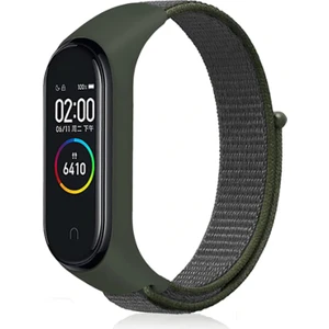 Nezih Case Xiaomi Mi Band 3/4/5/6/7 Uyumlu Hasır Silikon Kordon Yeşil/gri