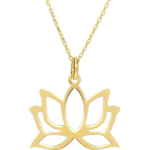 Prenses Pırlanta Kadın 14 Ayar Altın Lotus Çiçeği Kolye