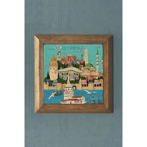 Oscar Stone Masif Çerçeveli Taş Tablo-Wall Decor- Oscar Stone Decor 28X28 C