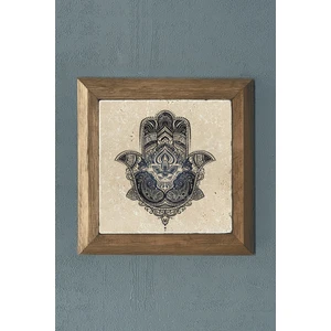 Oscar Stone Masif Çerçeveli Fatma Ana Eli (Bereket Nazar) Doğaltaş Tablo Pano Oscar Stone Decor 28X28 cm