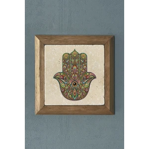Oscar Stone Masif Çerçeveli Fatma Ana Eli (Bereket Nazar) Doğaltaş Tablo Pano Oscar Stone Decor 28X28 cm