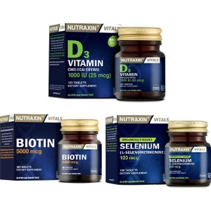 Biotin 30 Tablet+Selenium 100MCG 100 Tablet+D3 Vitamini 120 Tablet