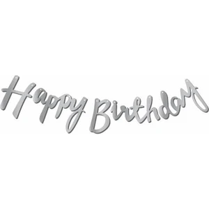 My Paper Craft Happy Birthday Kaligrafi Banner Yazı Gümüş