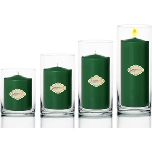 4 Lü Set Cam Vazo Içi Yeşil Set Mum