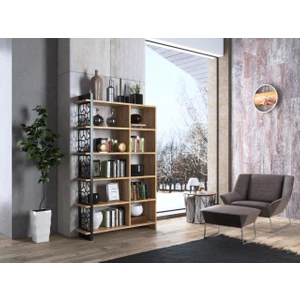 Wood'n Love Dante Geniş Metal Kitaplık - Atlantik Çam / Siyah