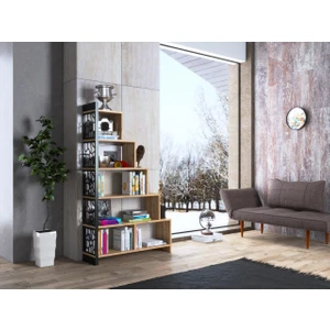 Wood'n Love Silva Metal Merdiven Kitaplık - Atlantik Çam / Siyah