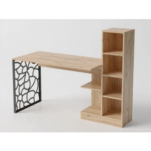 Wood'n Love Elektra Kitaplıklı Metal Ayaklı Çalışma Masası - Atlantik Çam  / Siyah