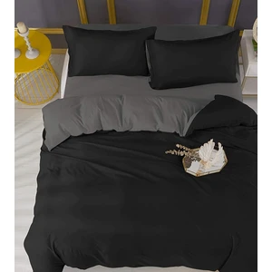 Çarşafı Lastikli Siyah & Gri Doğal Sağlıklı Pamuk Ranforce Çift Kişilik Nevresim Takımı