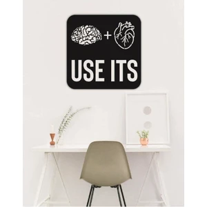 Use It Brain + Heart Beynini ve Kalbini Kullan Duvar Tablosu Ahşap Duvar Yazıs