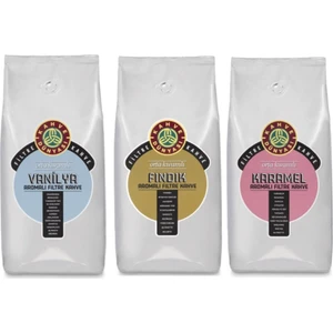 Kahve Dünyası Aromalı Filtre Kahve Çekirdek 3 Lü  ( 1 kg Vanilya ,1 kg Fındık ,1kg Karamel )