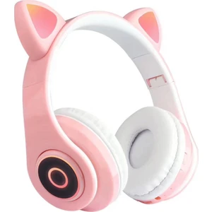 BLUPPLE B39 Kedili Katlanabilir Kulak Üstü Kablosuz Bluetooth 5.0 Pembe