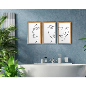 Bk Home Banyo 3'lü El Yapımı Ahşap Çerçeveli Tablo-3