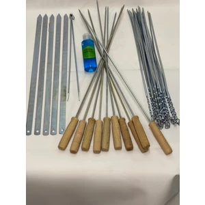 Ceren Mangal  Mangal Şiş Set 42'li 10'lu Adana Şiş + 10'lu Ağaç Saplı Şiş + 20'li  Ince Şiş + Maşa ve Jel