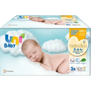 Uni Baby Yenidoğan İçin Islak Pamuk Mendil - 120 Adet, Hassas Dokunuş, Kokusuz, Alkol İçermez, Doğal Pamuk Özlü
