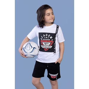 Toontoy Kids Kids  Erkek Çocuk Baskılı Şerit Detaylı Şortlu Takım