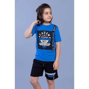 Toontoy Kids Erkek Çocuk Baskılı Şerit Detaylı Şortlu Takım