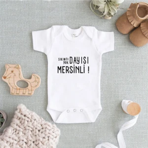 Unisex Beyaz Baskılı Zıbın
