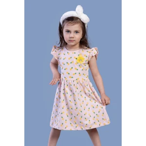 Toontoy Kids Toontoy Kız Çocuk Komple Ananas Baskılı Çiçek Aksesuarlı Elbise