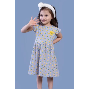 Toontoy Kids Toontoy Kız Çocuk Komple Ananas Baskılı Çiçek Aksesuarlı Elbise