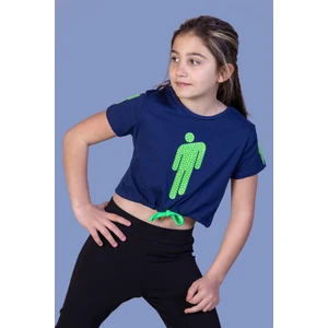 Toontoy Kids Toontoy Kız Çocuk Crop Model Baskılı Taş Işlemeli Tişört